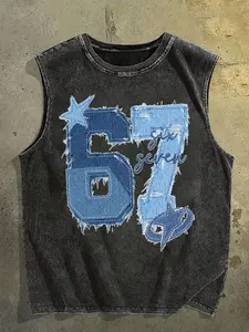 Men's Graphic Letter Print Vest, Casual Streetwear, Comfortable Fitted Long Sleeve, Fashion Trendy Daily Wear