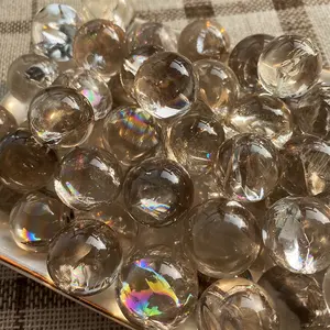 Natural Light Smoky Quartz Azeztulite Sphere with Rainbow Flash Feng Shui Energy Ornament