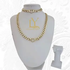 LaYaiBoutique #1445 Heart Necklace and Bracelet Set with 14k Gold Plated Stones High Quality