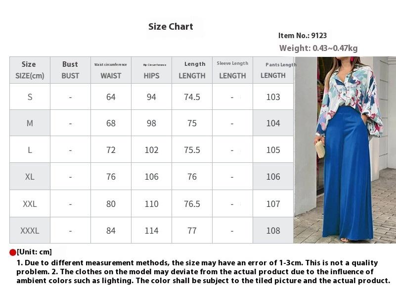 Loose And Elegant Casual Printed Shirt Top Wide Leg Pants Fashion Suit