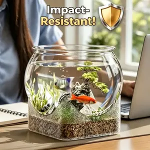 Shatterproof Desktop Aquarium, High Transparency Small Goldfish Tank, Office Hydroponic Decorative Fish Tank, 0.6-2.8 Gallon Bubble Shape