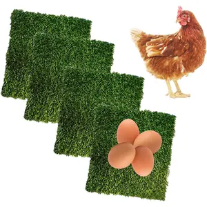 4 Pcs Chicken Nesting Box Pads,12"x12" Washable Artificial Grass Rug Carpet Fake Grass Synthetic Turf Mat for Chicken Coop Pet Garden Lawn Indoor Outdoor