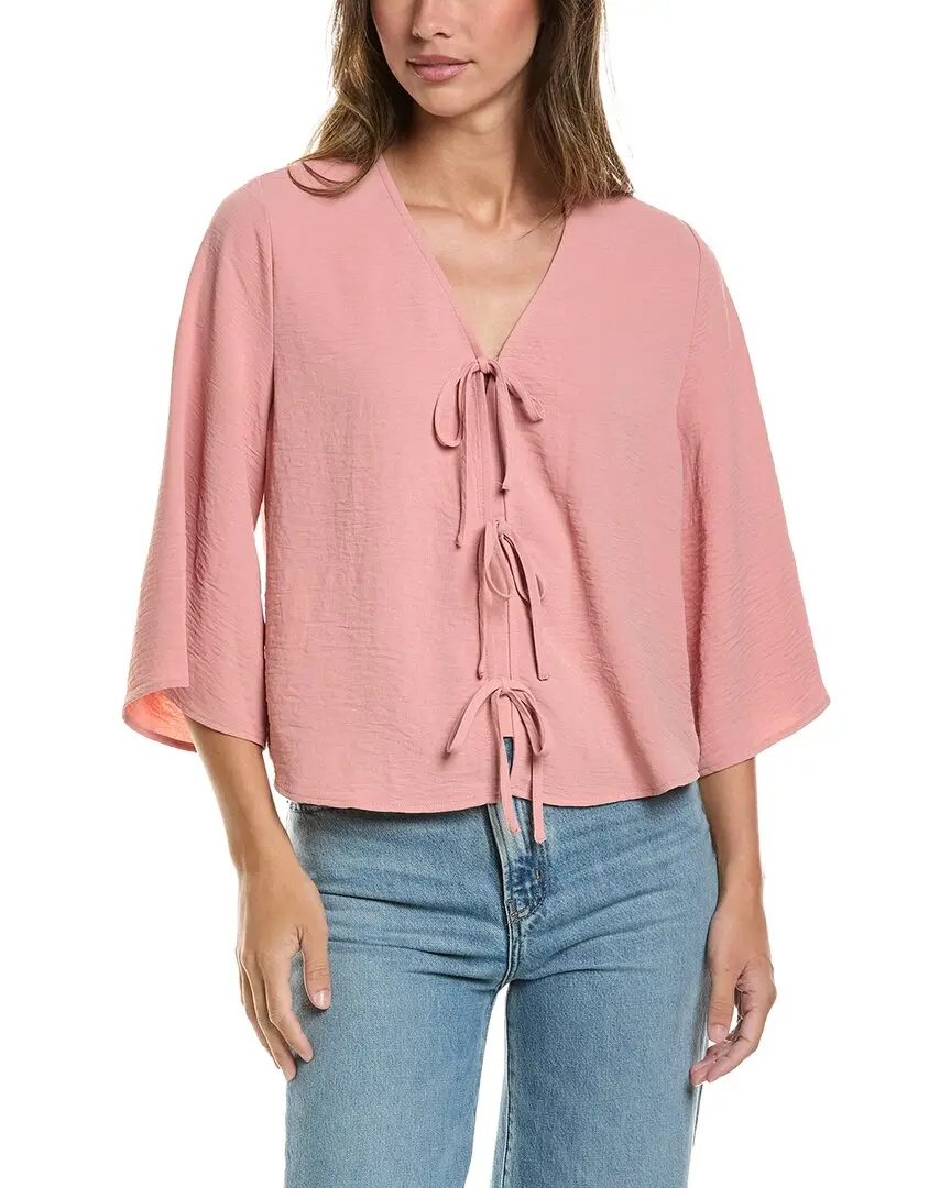Adrianna Papell V-Neck Open Front Airflow Woven Top