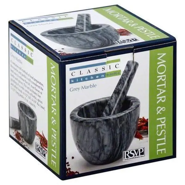 Classic Kitchen Basics Mortar & Pestle, Grey, Marble - Each