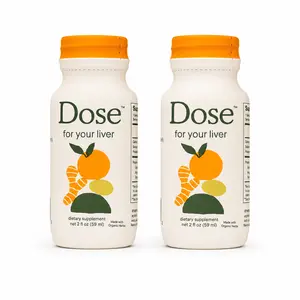 Dose Daily Liver Support Shot 2 fl oz 2 Pack Natural Milk Thistle Turmeric Detox Cleanse Drink for Healthy Liver Function Digestion Immune Support Organic Herbal Wellness Supplement USA Made Bundle