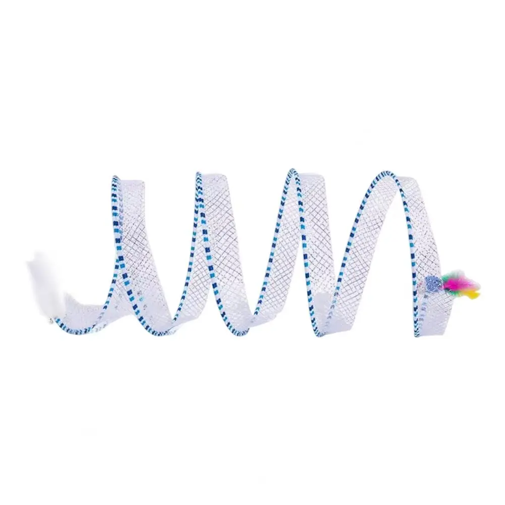 65x30cm Worm-Shaped Play Tunnel Cat Toy - Foldable Plush, Feather Hunting Spiral for Self Play, Decompression Spring for Kittens, Worm-Shaped Play Tunnels