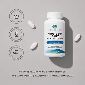 Adults 50+ Daily Multivitamin - 120 Tablets with Calcium, Vitamin D, B12, C & Biotin for Essential Nutrient Support