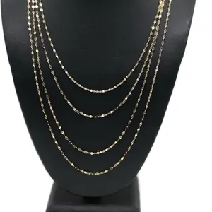 14K Gold Mirror Chain Necklace - Dainty Delicate Beautiful Chain for Women Layered Design
