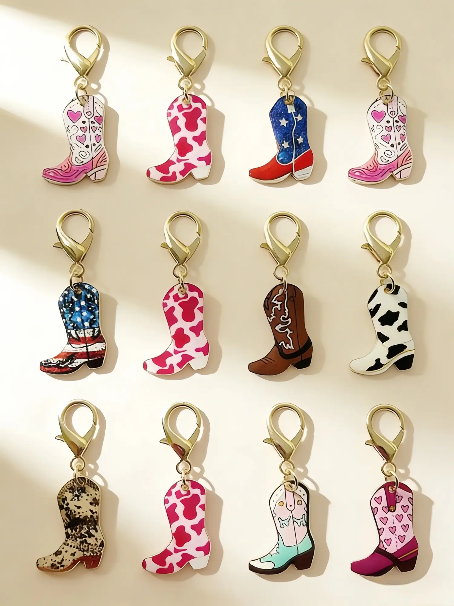 12pcs Keychain Set Vintage Cowboy Boot Alloy Keychains, Western Style, Cute keychain, Metal Keychains, Key Charms, Perfect Gift for Weddings, Easter, Festivals, Birthdays, Christmas