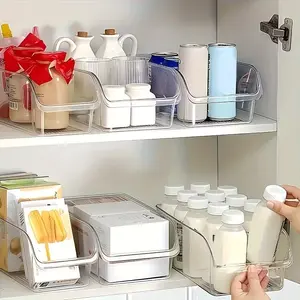 Large Refrigerator Storage Box, Transparent Pet Material, Ideal for Fruits Vegetables Drinks Snacks, Home Organization