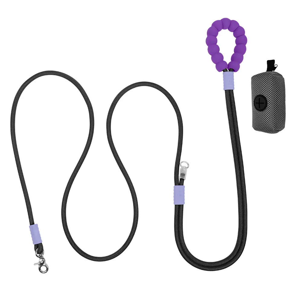 Adjustable Shock Absorbing Bungee Leash with Comfort Handle Heavy Duty Nylon for Small to Large Dogs 118" x 0.39" Poop Bag Holder Safety Lock Durable Dog Leashes Set