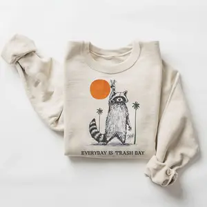 Everyday is Trash Day Sweatshirt, Funny Raccoon Vintage Retro Graphic, Mental Health, Raccoon, Humor Unisex