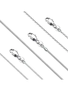 3Pcs Stainless Steel Necklace Chain for Women Men 1mm Thin Dainty Silver Chain Necklace Snake Box Cable Chains Necklaces Sturdy Long Lobster Clasp Silver Tone Chains Minimalist Chain Necklace