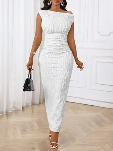 Elegant One-Shoulder Ruched Bodycon Dress, Classic Style, Perfect for Formal Parties and Special Occasions, Women's Fashion