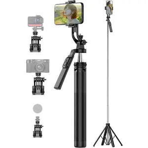 Selfie Stick, Phone Tripod 71" Stand 360 Rotation with Detachable Phone Holder &  Remote, Compatible with  Cell Phones, Camera for Content Creator Vlog Live Stream Video Record