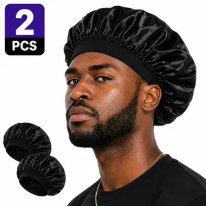Silky Satin Sleep Cap XL 2PCS Hair Protection Bonnet for Night Shower & Conditioning Soft Comfortable Night Care