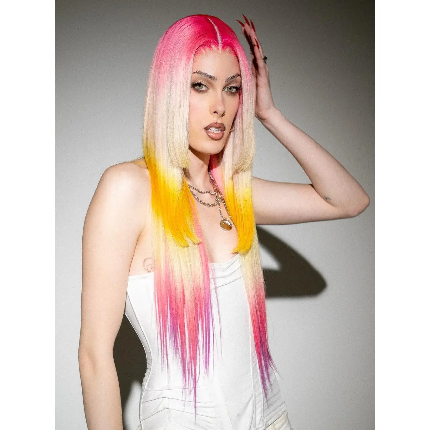 Women's Sunset Drip Loose Wave Synthetic Full Machine Wig - Ombre Color Wigs, Custom Colors, Fashion Accessory for Daily Style, Loose Wave Wig