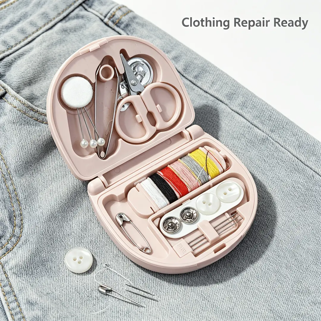 Mini Travel Sewing Kit, Portable Hand Sewing Tool Set with Scissors, Pearl Pins, Safety Pins, Threader, Sewing Needles, Buttons & Assorted Color Threads for Home Travel Emergency Clothing Repair