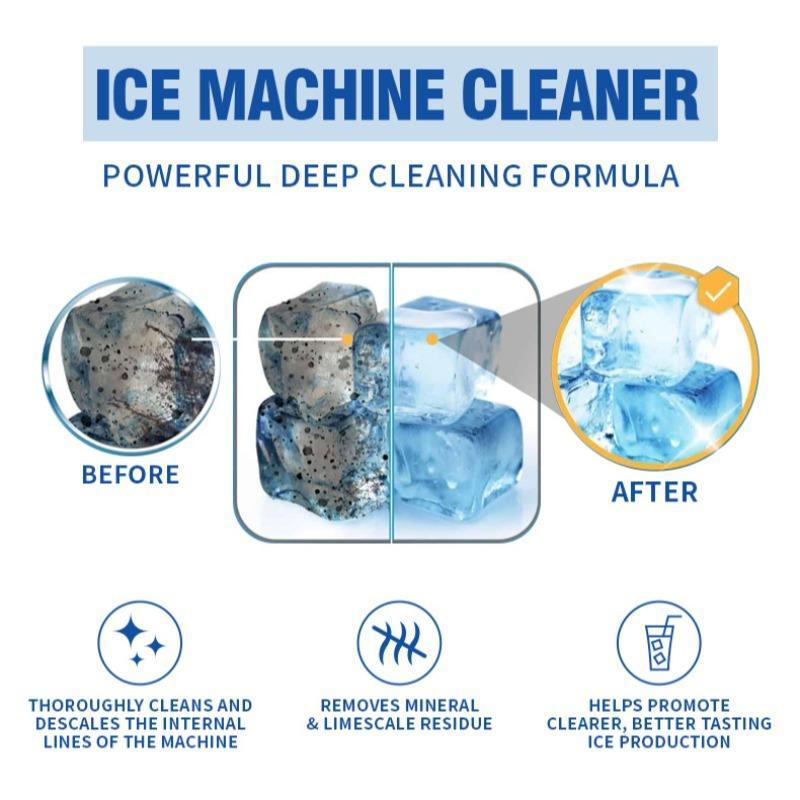 New packaging ice machine cleaner and descaler, 6 pieces, upgraded formula, suitable for household ice machine cleaning. Kitchen-safe descaling tablets, compatible with all types of household ice makers.