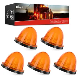 Nilight Cab Roof Marker Light 5 PCS 18 LED Amber Top Clearance Indicator Lights Waterproof Surface Mount for Heavy Duty Trucks Trailer Camper RV Tractor