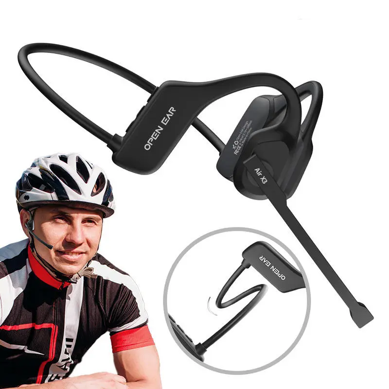 Bone conduction headphones, Bluetooth 6.0 wireless open-ear earphones with microphone, sports earphones with IPX6 waterproof rating, 12 hours of playtime for cycling, hiking, running, driving