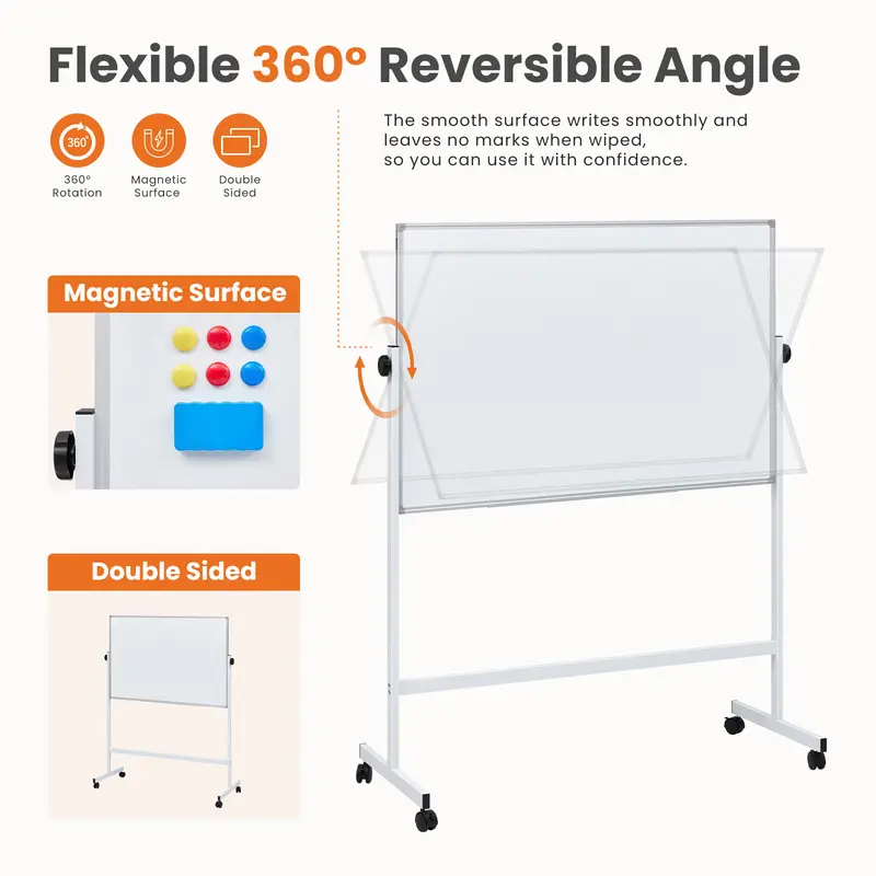 Sweetcrispy Double-Sided Magnetic Whiteboard - Silver Aluminum Frame, Height-Adjustable Stand, Dry Erase Markers - Home & Office Presentation Supplies, Dry Erase Boards, Office Accessories Sweetcrispy Double-Sided Magnetic Whiteboard - Silver Aluminum Frame, Height-Adjustable Stand, Dry Erase Markers - Home & Office Presentation Supplies, Dry Erase Boards, Office Accessories