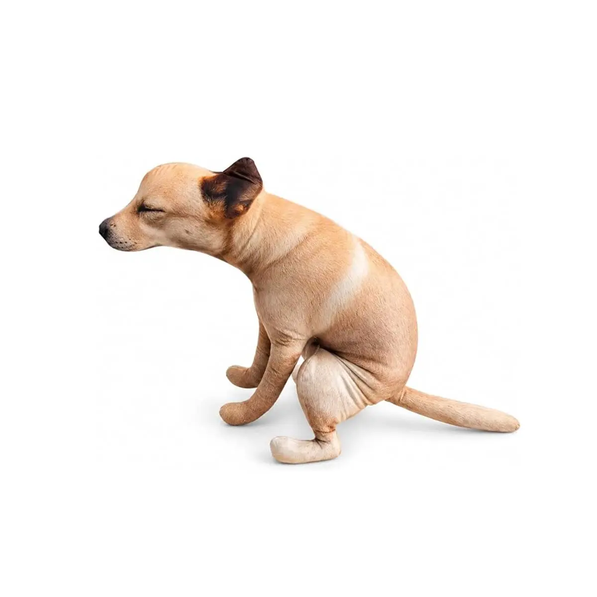 3D Realistic Dog Pooping Pillow, Funny Squatting Dog Plush Decor, Novelty Animal-Shaped Stuffed Cushion, Gag Gift for Home Office，23.6 in / 60 cm