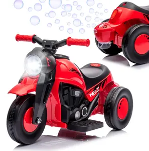 【GARVEE】6V Toddler Ride On Motorcycle with Bubble Maker, LED Lights, Music, Pedal, Forward/Backward, 3-Wheel Battery Powered Electric Motorbike Toy for Boys and Girls, Red