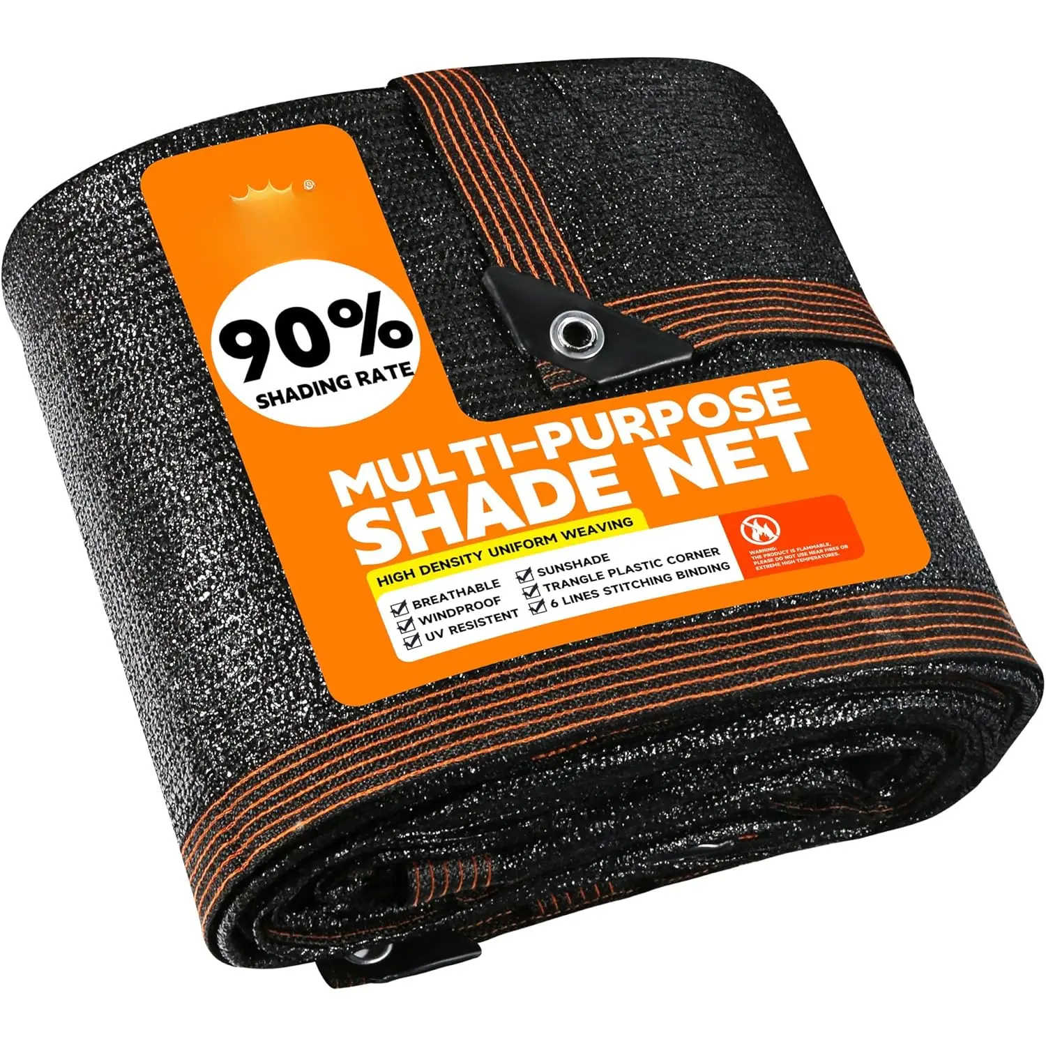 6'x8' Black Shade Cloth, UV Resistant Polyethylene Mesh Tarp with Grommets for a Secure Fit, 90% Sun Shade for Patio, Garden, Greenhouse, Outdoor Patio Sunshade, Backyard Canopy, 90% Shade Coverage