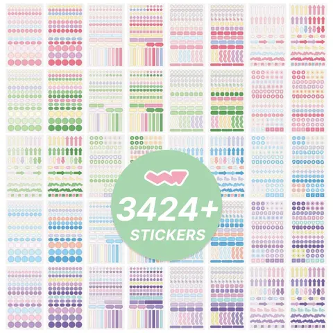 Colorful PET Waterproof Label Sticker Book, 40 Sheets Index, Weekly & Monthly Planner Stickers for Study, Work and Home Organization, Sticky Labels