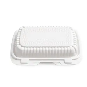9X6 1-Compartment 150-Pack Plastic Clamshell Food To Go Box Containers Carryout For Sandwich Salad Heavy Duty Disposable Hinged With Secure Snap Lid To Go Containers Microwave and Freezer Safe - Reusable & Disposable Heavy Duty Clamshell Takeout |