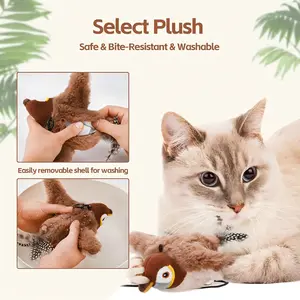 Flapping Bird Cat Toy, Lifelike Bird Chirp, Pet Toy, Touch-Activated Kitten Toy Rechargeable, Interactive Cat Exercise Toys