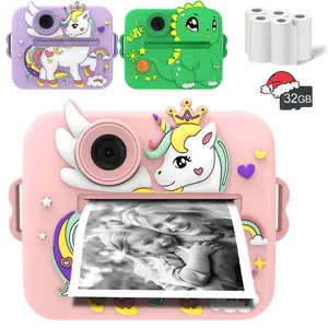 Children's Instant Printing Camera -1080P HD Preschool Digital Camera Suitable for 3 4 5 6 7 8 9 10-year-old girls and boys，Christmas Birthday and New Year Gifts with SD card and rolls of printing paper，selfie mode，portable travel toy