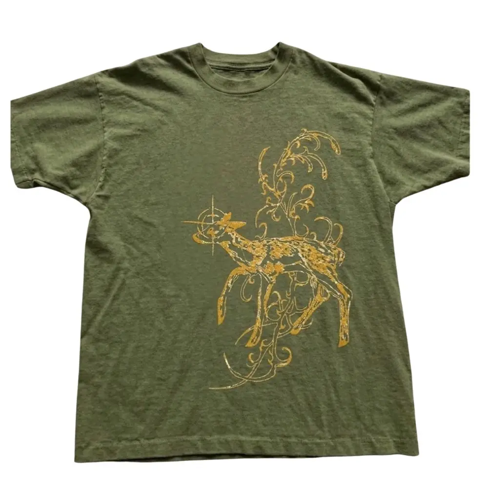 Vintage Woodland Deer Graphic T-Shirt, Mystic Forest Stag Tee, Cottagecore Nature Shirt, Boho Wildlife Unisex Gift, Crew Neck Shirt, Trending Shirt