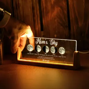 Personalized Moon Phase Wooden Sign Custom Mommy's Universe Plaque with Kid's Name & Birthdate for Mother's Day Gift Grandma Keepsake Family Birthday Gift