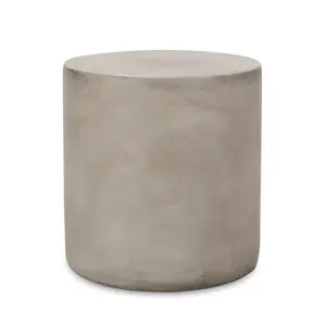 Contemporary Cylindrical Outdoor Side Table Lightweight Concrete Accent Table 15.75"x15.75"x16" Smooth Finish Sturdy Weather Resistant No Assembly Required for Patio Backyard Garden