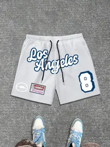 Men's Regular Fit Number Print Drawstring Waist Shorts, Casual Street Comfy Breathable Shorts for Summer, Men's Bottoms for Daily Wear, Graphic Shorts