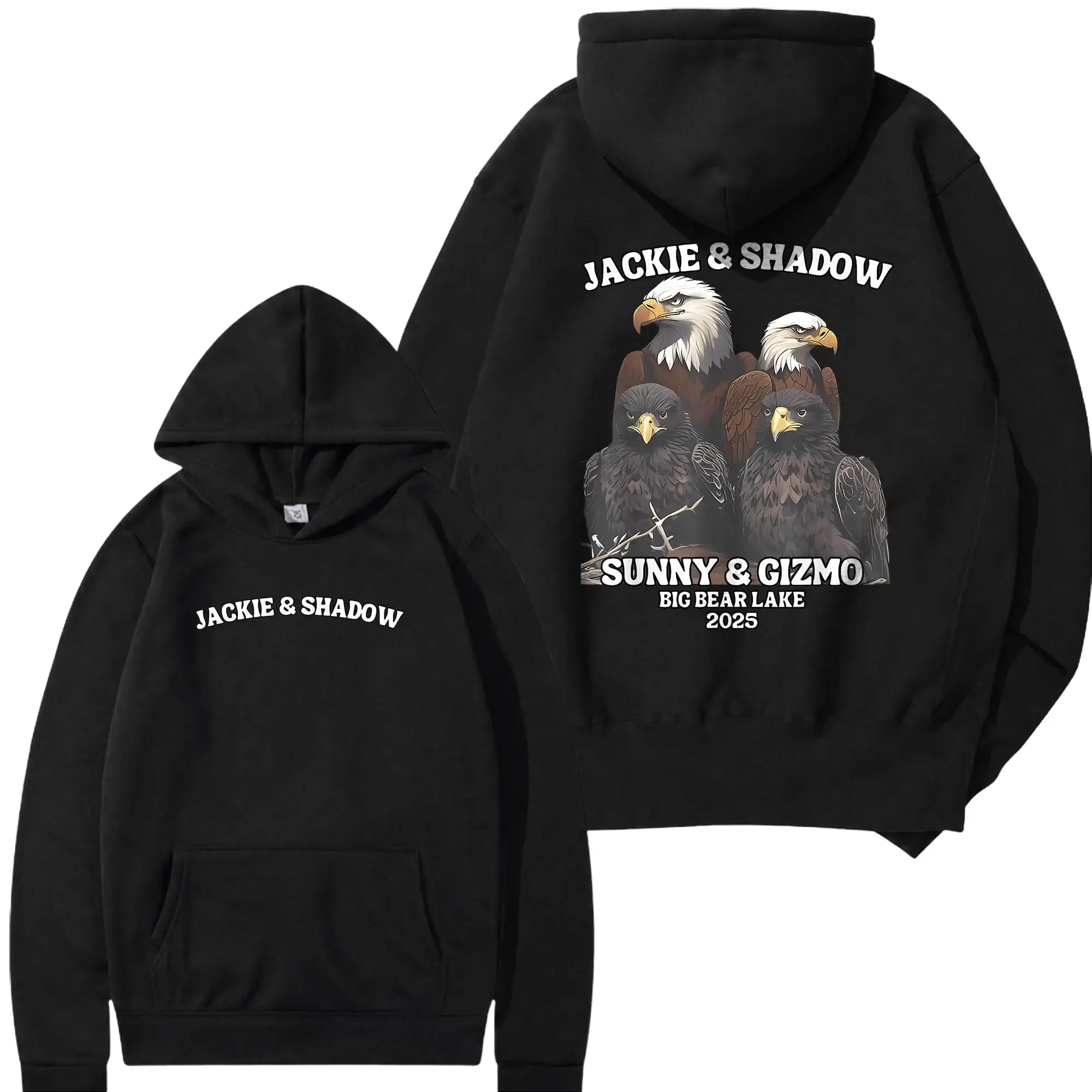 Jackie and Shadow Sunny and Gizmo Big Bear Lake 2025 Hoodie, Bald Eagle Family Graphic Hoodie, Big Bear Eagle Fan Gift