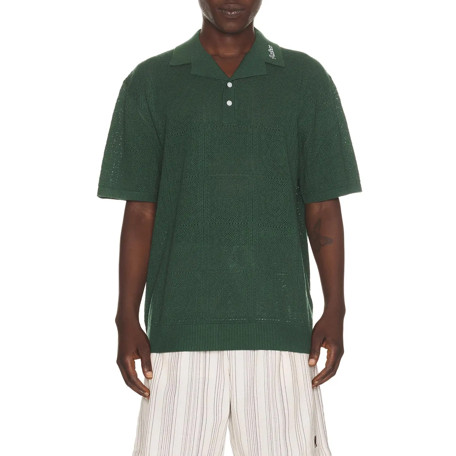 Malbon Resort Crochet Polo in Green
