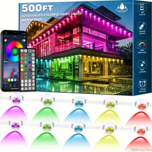 500 Feet, 250 Bulbs IP67 Waterproof RGB Outdoor LED Permanent Light, Comes with App and Remote Control, Best Choice for Party, Valentine's Day Decoration, Garden and Gift for Boyfriend or Girlfriend, Patio Outdoor Light, Mutovlin,FFLimitlessAppAB9PeakVibe