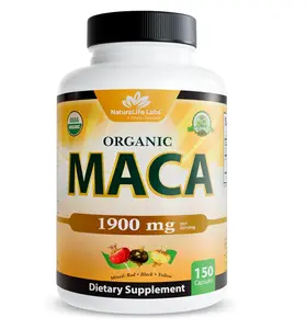 BIG SALE 2026!!!  NaturaLife Labs Organic Maca Root – Black, Red & Yellow – 1900 mg per Serving – 150 Capsules – Gelatinized Peruvian Maca – Non-GMO, Gluten-Free, Vegan