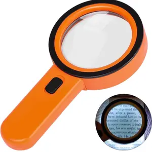 Magnifying Glass with Light, 30X Handheld Large Magnifying Glass 12 LED Illuminated Lighted Magnifier for Macular Degeneration Seniors Reading Inspection Coins Jewelry (Orange)