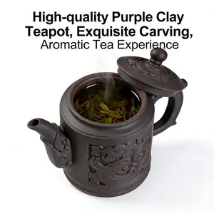 Handcrafted Traditional Yixing Teapot with Delicate Dragon Relief Carving, Authentic Tea Pot for Tea Lovers, Perfect Gift Choice for Daily Use