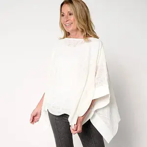 MarlaWynne WynneCollection Embroidered Chiffon Poncho