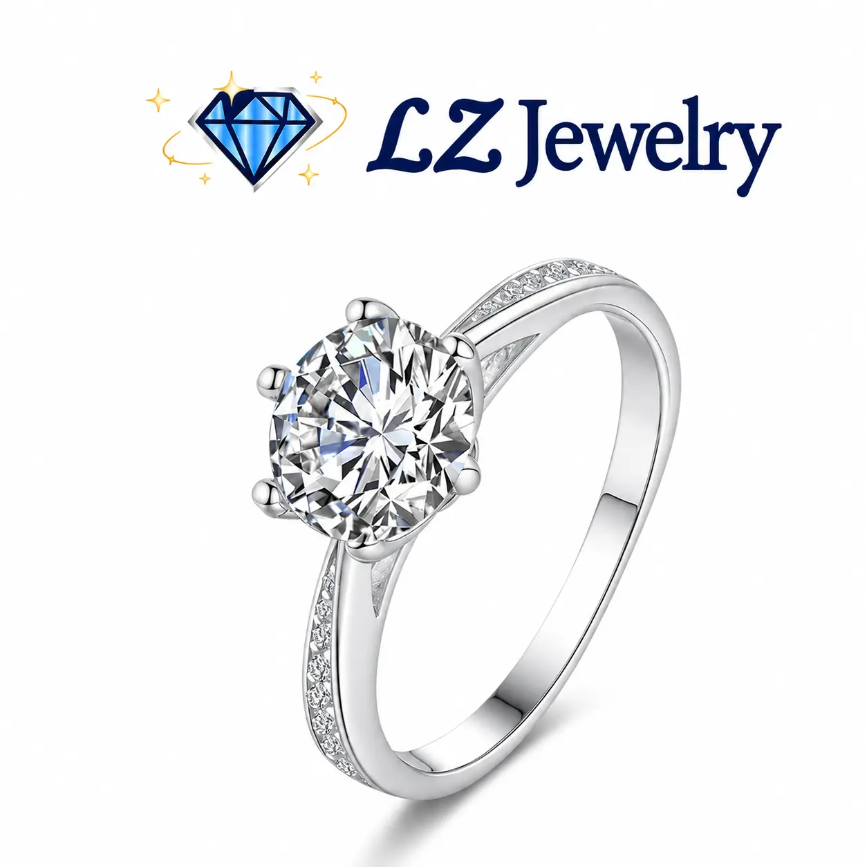 #22 (Queen 1/2/3CT) 925 Sterling Silver Synthetic Moissanite Ring