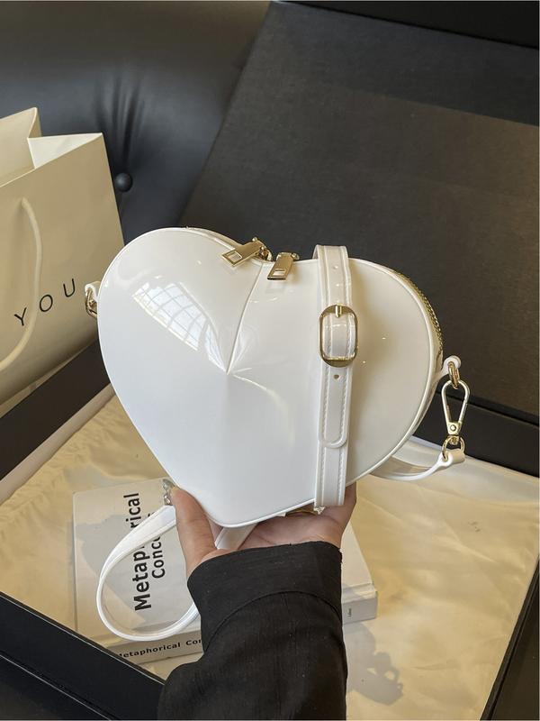 Elegant Heart-Shaped Shoulder Bag for Women, Glossy Design Crossbody Purse, Perfect for Shopping, Stylish Ladies' Accessory, Elegant Bags