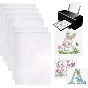 Sticky Water Soluble Embroidery Stabilizer Printable Paper 6 count 8.5"x11" - Stick and Stitch Embroidery Paper Wash   for Hand & Machine Transfer Patterns Backing