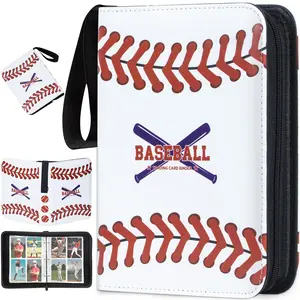 Baseball Card Binder 440 Pockets, Baseball Trading Cards Collection, 4-Pocket Sports Card Holder with 55 Pages Removable Sleeves and Zipper