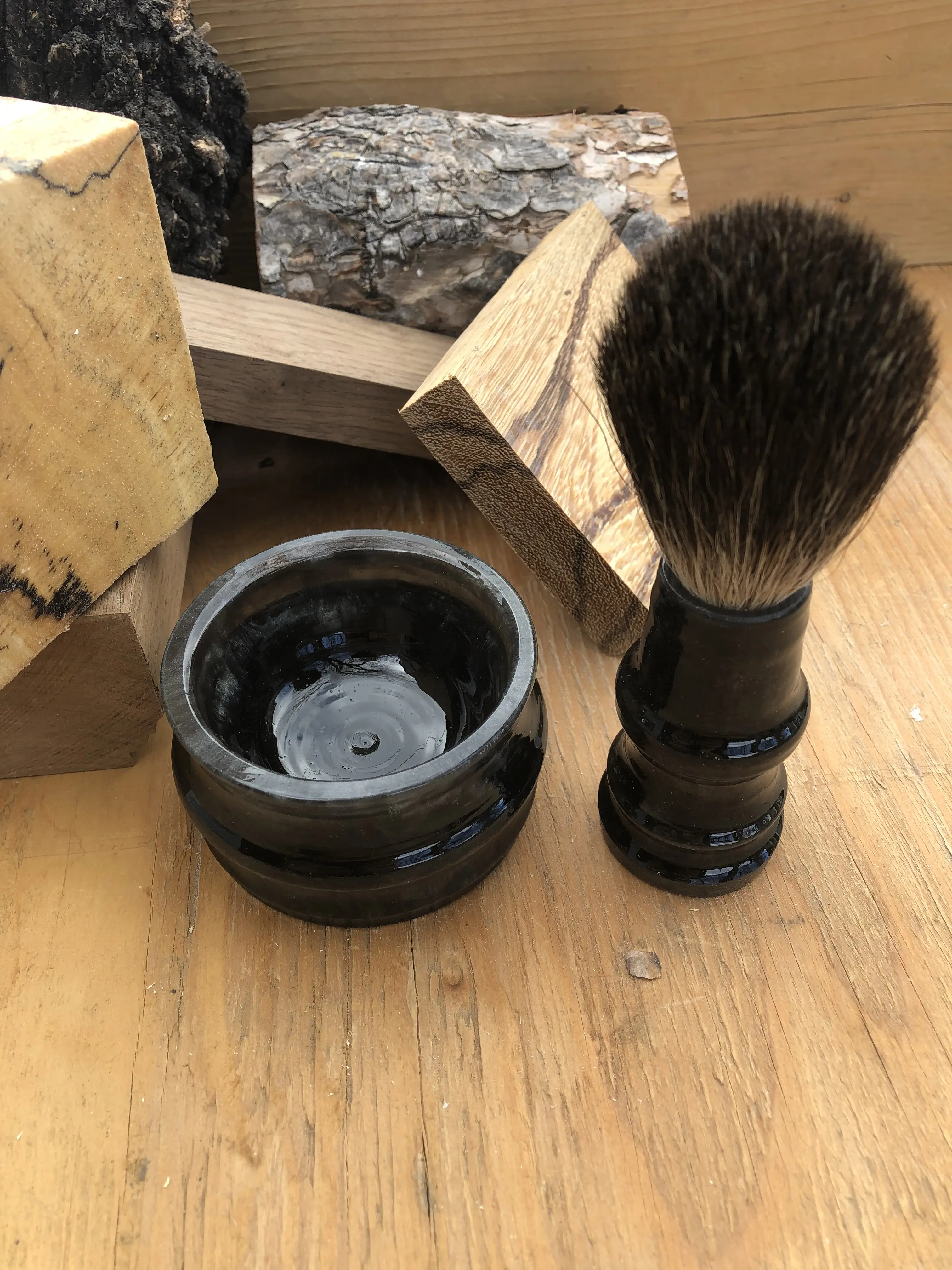 One of a Kind  Original Shaving Bowl and Matching Brush