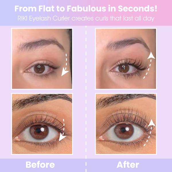 RIKI LOVES RIKI Eyelash Curler with 3 Adjustable Temperature Settings for Precise Curling & Makeup Rechargeable USB Cable Ergonomic Design Viral Finds Fall Sale